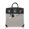 Hermes HAC Birkin 40 Bag Black Toile & Togo Leather with Palladium Hardware