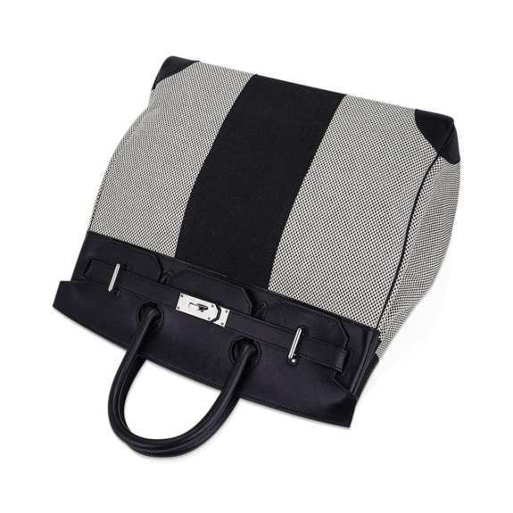 hermes-hac-40-flag-birkin-bag_15 Hermes Limited Edition HAC Birkin 40 Bag Flag H Toile Black with Palladium Hardware