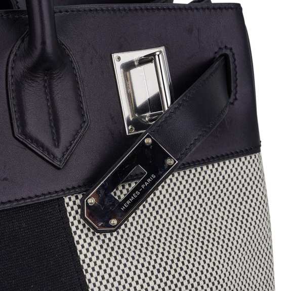 hermes-hac-40-flag-birkin-bag_2 Hermes Limited Edition HAC Birkin 40 Bag Flag H Toile Black with Palladium Hardware