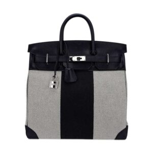 hermes-hac-40-flag-birkin-bag_4 Hermes Limited Edition HAC Birkin 40 Bag Flag H Toile Black with Palladium Hardware