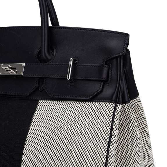 hermes-hac-40-flag-birkin-bag_7 Hermes Limited Edition HAC Birkin 40 Bag Flag H Toile Black with Palladium Hardware