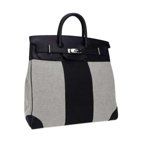 hermes-hac-40-flag-birkin-bag_9 Hermes Limited Edition HAC Birkin 40 Bag Flag H Toile Black with Palladium Hardware