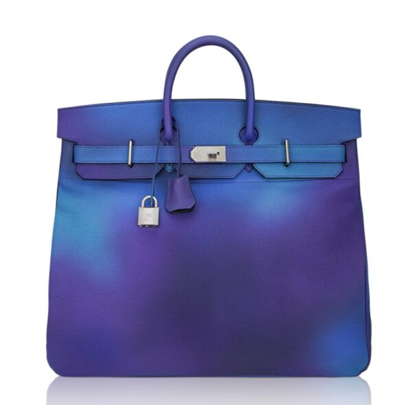 Hermes Hac 50 Cosmos Ombre Bag Togo Palladium Limited Edition Extremely Rare