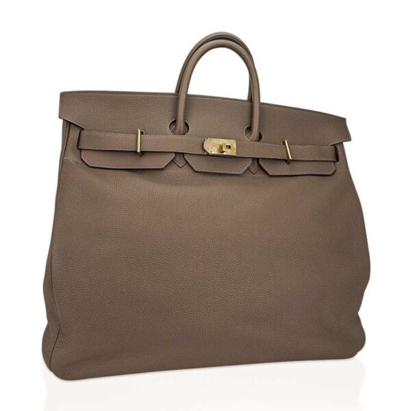 hermes-hac-50-etoupe-brass-hardw (1) Hermes HAC Birkin 50 Bag Etoupe Togo Leather with Brass Hardware