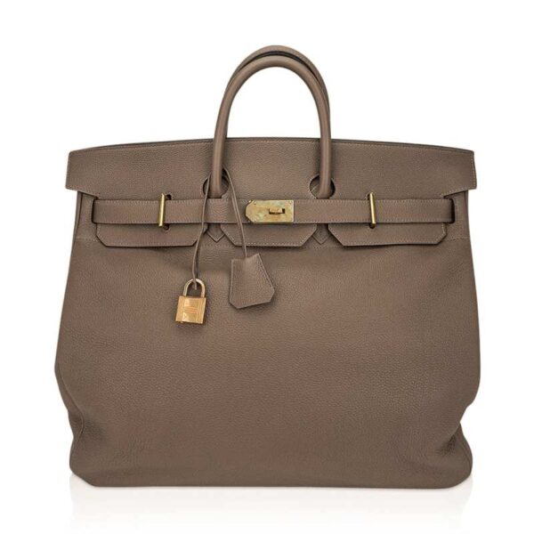 hermes-hac-50-etoupe-brass-hardw Hermes HAC Birkin 50 Bag Etoupe Togo Leather with Brass Hardware