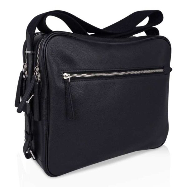 Hermès Hebdo Reporter Messenger Bag Black Evergrain Leather with Palladium Hardware