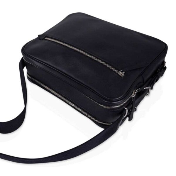 Hermès Hebdo Reporter Messenger Bag Black Evergrain Leather with Palladium Hardware