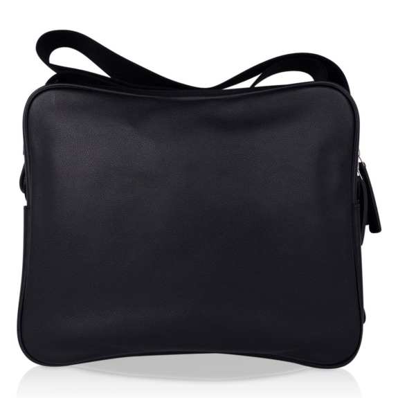 Hermès Hebdo Reporter Messenger Bag Black Evergrain Leather with Palladium Hardware