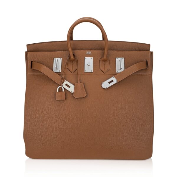 Hermes Limited Edition Helium Hac 50 Bag Alezan Togo Leather Aluminum Hardware
