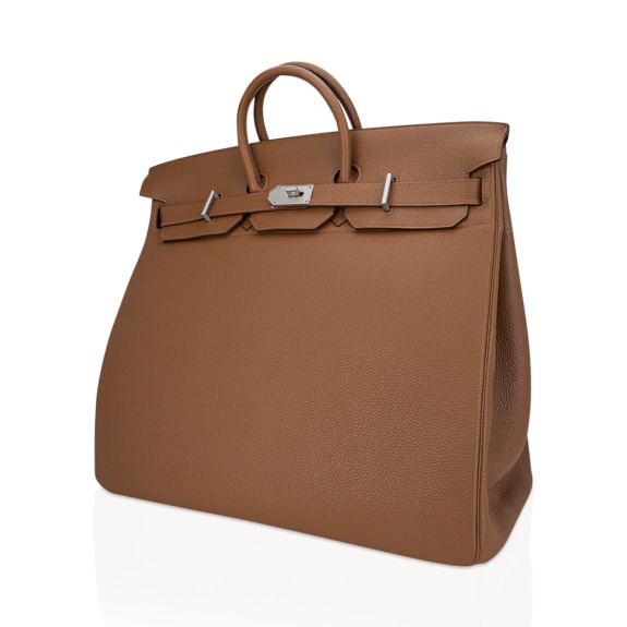 Hermes Limited Edition Helium Hac 50 Bag Alezan Togo Leather Aluminum Hardware