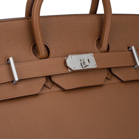 Hermes Limited Edition Helium Hac 50 Bag Alezan Togo Leather Aluminum Hardware