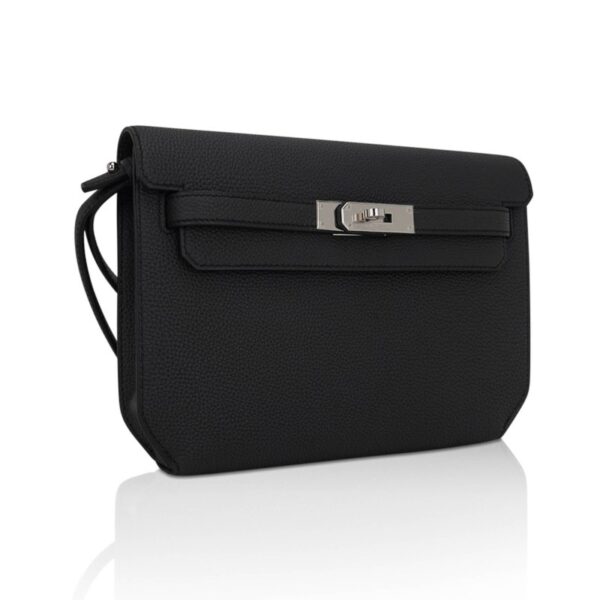 hermes-kelly-depeches-25-black-b Hermès Kelly Depeches 25 Pouch Bag Black Galop D’Hermes Leather with Palladium Hardware