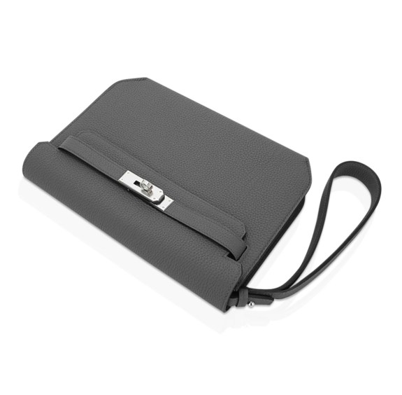 hermes-kelly-depeches-25-pouch-9 Hermes Kelly Depeches 25 Pouch Bag Etain Togo Leather with Palladium Hardware