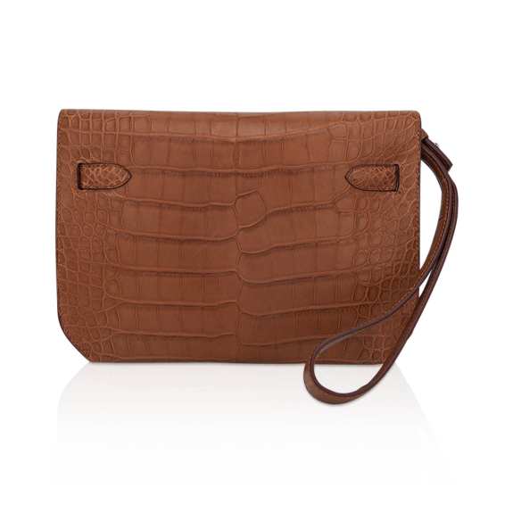 hermes-kelly-depeches-25-pouch-m (2) Hermès Kelly Depeches 25 Pouch Matte Gold Alligator with Palladium Hardware