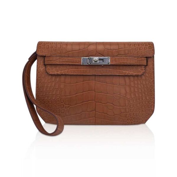 hermes-kelly-depeches-25-pouch-m Hermès Kelly Depeches 25 Pouch Matte Gold Alligator with Palladium Hardware