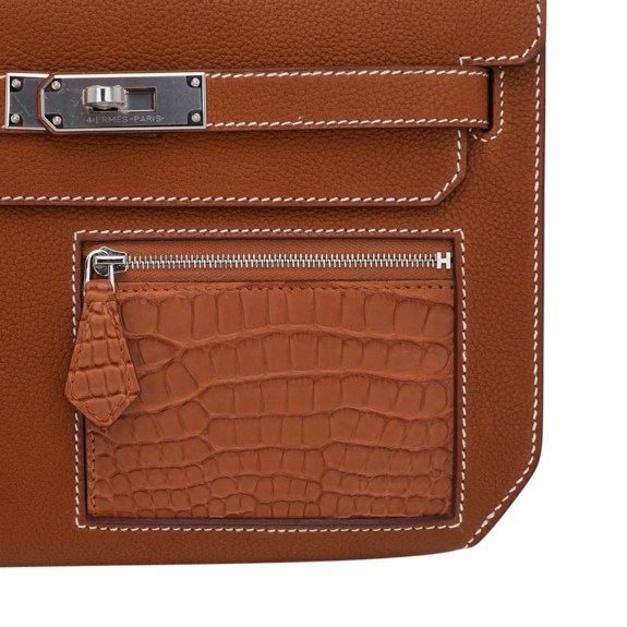 hermes-kelly-depeches-25-touch-p (3) Hermes Kelly Depeches Pouch 25 Bag Fauve Barenia Faubourg Leather and Gold Matte Alligator with Palladium Hardware