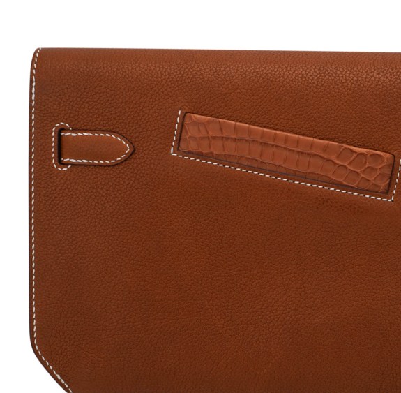 hermes-kelly-depeches-25-touch-p (5) Hermes Kelly Depeches Pouch 25 Bag Fauve Barenia Faubourg Leather and Gold Matte Alligator with Palladium Hardware
