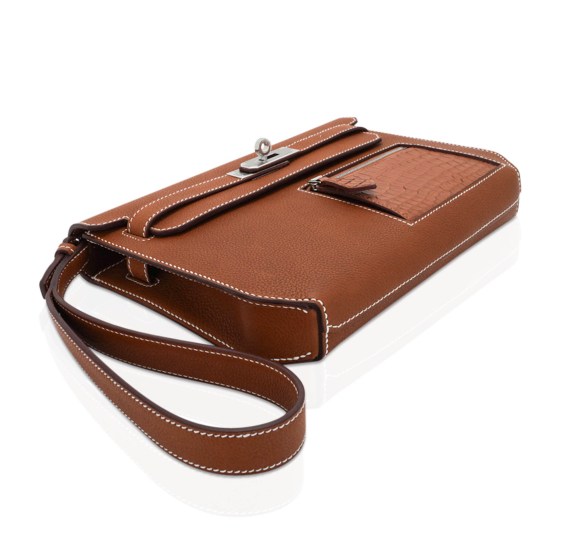 hermes-kelly-depeches-25-touch-p (9) Hermes Kelly Depeches Pouch 25 Bag Fauve Barenia Faubourg Leather and Gold Matte Alligator with Palladium Hardware