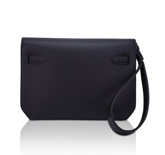 Hermes Kelly Depeches 25 Pouch Bag Blue Ocean Togo Leather with Palladium Hardware