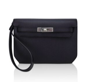 hermes-kelly-depeches-pouch-25-b Hermes Kelly Depeches 25 Pouch Bag Blue Ocean Togo Leather with Palladium Hardware