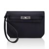 Hermes Kelly Depeches 25 Pouch Bag Blue Ocean Togo Leather with Palladium Hardware