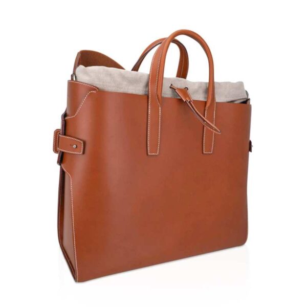 hermes-limited-edition-tote-two (1) Hermes Limited Edition Cristobal Cabacity 45 Tote Fauve Vache Hunter Leather Removeable Toile Bag with Palladium Hardware