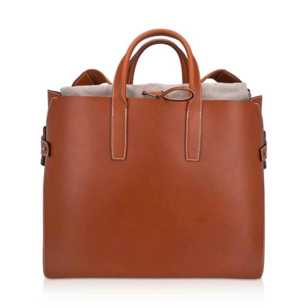 hermes-limited-edition-tote-two (2) Hermes Limited Edition Cristobal Cabacity 45 Tote Fauve Vache Hunter Leather Removeable Toile Bag with Palladium Hardware