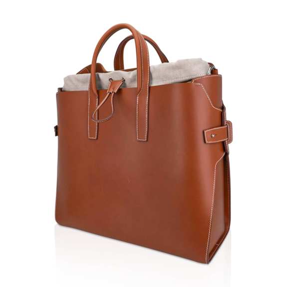 hermes-limited-edition-tote-two (3) Hermes Limited Edition Cristobal Cabacity 45 Tote Fauve Vache Hunter Leather Removeable Toile Bag with Palladium Hardware