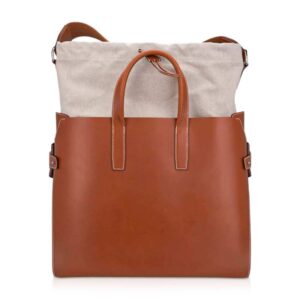 Hermes Limited Edition Cristobal Cabacity 45 Tote Fauve Vache Hunter Leather Removeable Toile Bag with Palladium Hardware