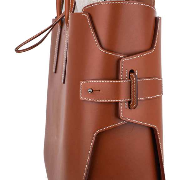 hermes-limited-edition-tote-two (5) Hermes Limited Edition Cristobal Cabacity 45 Tote Fauve Vache Hunter Leather Removeable Toile Bag with Palladium Hardware