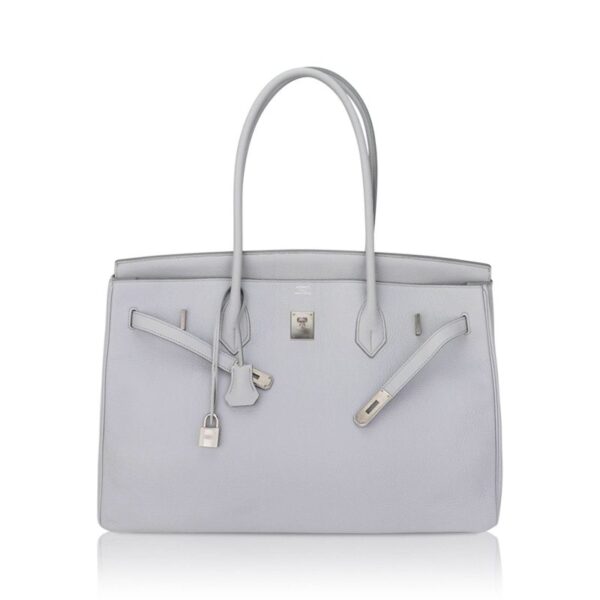 Hermes Shoulder Birkin 45 Blue Pale Togo Brushed Palladium Limited Edition