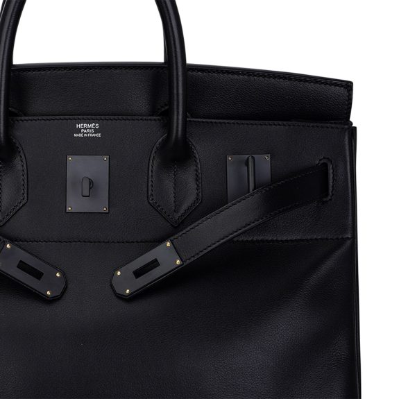 Hermes HAC 40 So Black Evergrain Leather Limited Edition Rare