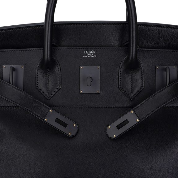 Hermes HAC 40 So Black Evergrain Leather Limited Edition Rare