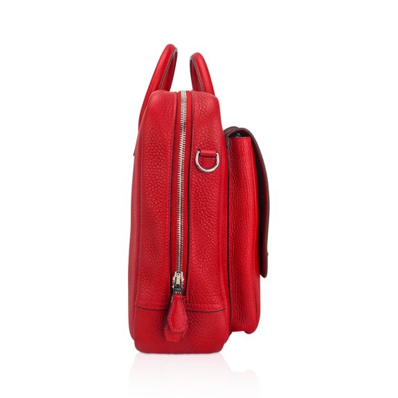hermes-steve-messenger-bag-35-de Hermès Steve Messenger Bag Rouge Casaque Clemence Leather with Palladium Hardware