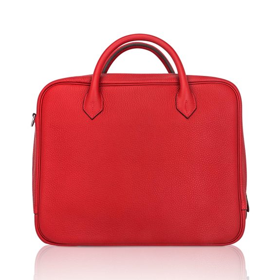 hermes-steve-messenger-bag-35-re Hermès Steve Messenger Bag Rouge Casaque Clemence Leather with Palladium Hardware