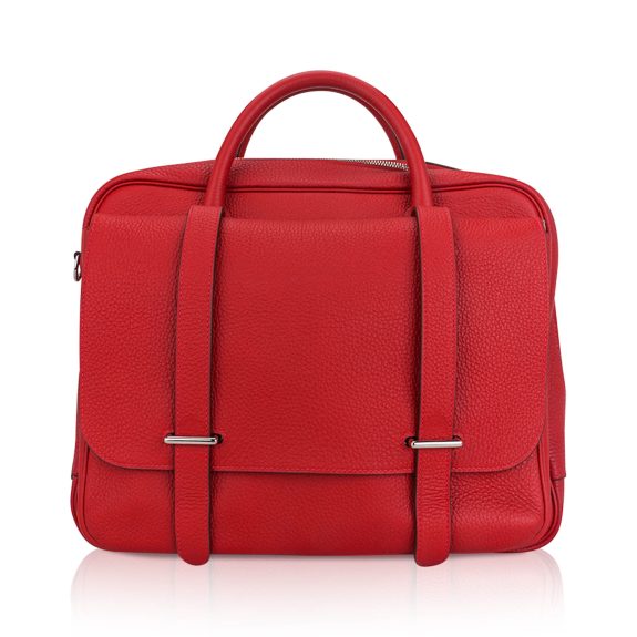 hermes-steve-messenger-bag-35-ro (1) Hermès Steve Messenger Bag Rouge Casaque Clemence Leather with Palladium Hardware