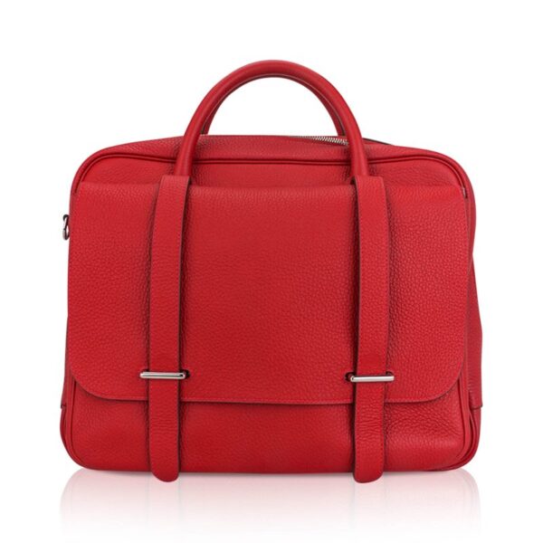 hermes-steve-messenger-bag-35-ro Hermès Steve Messenger Bag Rouge Casaque Clemence Leather with Palladium Hardware