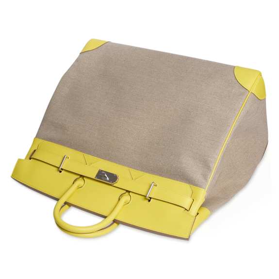 shop-hermes-hac-50-lime-canvas-t (1) Hermes HAC Birkin 50 Bag Lime Evercolor & Ficelle Toile with Palladium Hardware