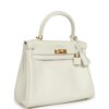 Hermès Kelly Retourne 25 New White Swift Gold Hardware