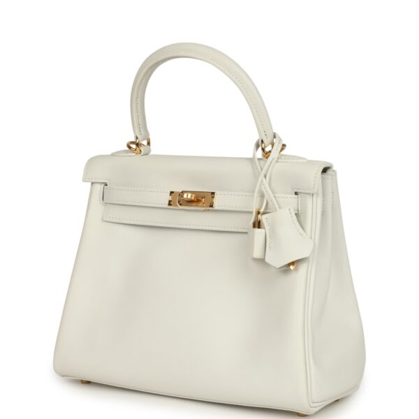 Hermès Kelly Retourne 25 New White Swift Gold Hardware