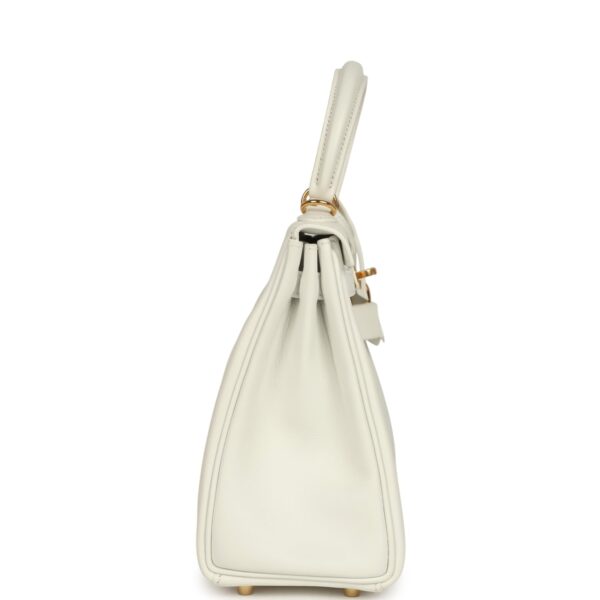 Hermès Kelly Retourne 25 New White Swift Gold Hardware